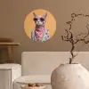Zonnebril - Kat - Sjaal - Bloemen Wandcirkel behangsticker klein -sfeer1