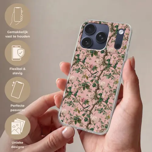 Pioenrozen - Botanisch - Vogel Telefoonhoesje iPhone 17 Pro klein 878 -sfeer3_NL