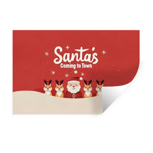 Illustratie - Kerstman - Rendieren - Rood Muursticker klein -3d