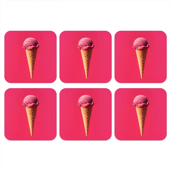 Schepijs - Roze - Hoorntje onderzetter kurk middel -3d