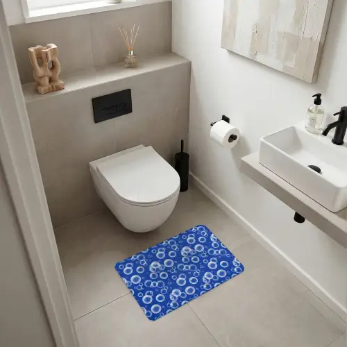 Bubbels - Patroon - Blauw WCmat klein -sfeer1