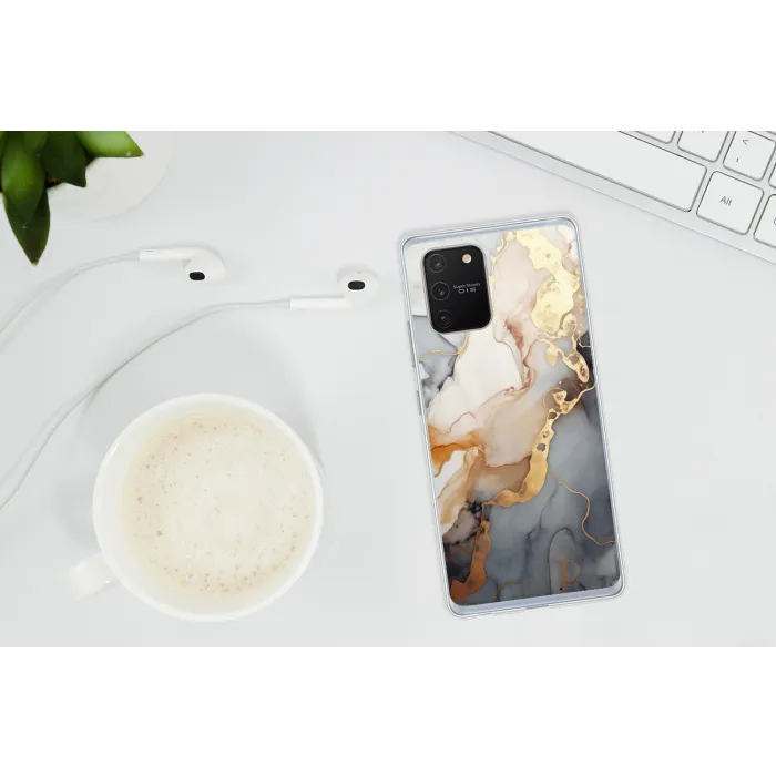 Marmer - Zwart - Goud - Wit Telefoonhoesje Samsung Galaxy S10 Lite klein -oordopS10Lite