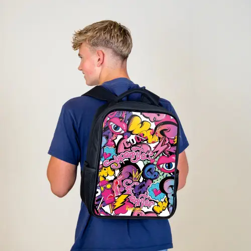 Girly graffiti Rugzak - Zwart middel -sfeer8