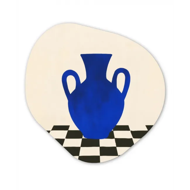 Vaas - Blauw - Geblokt - Modern Wandcirkel Organisch Forex 3mm klein -3d