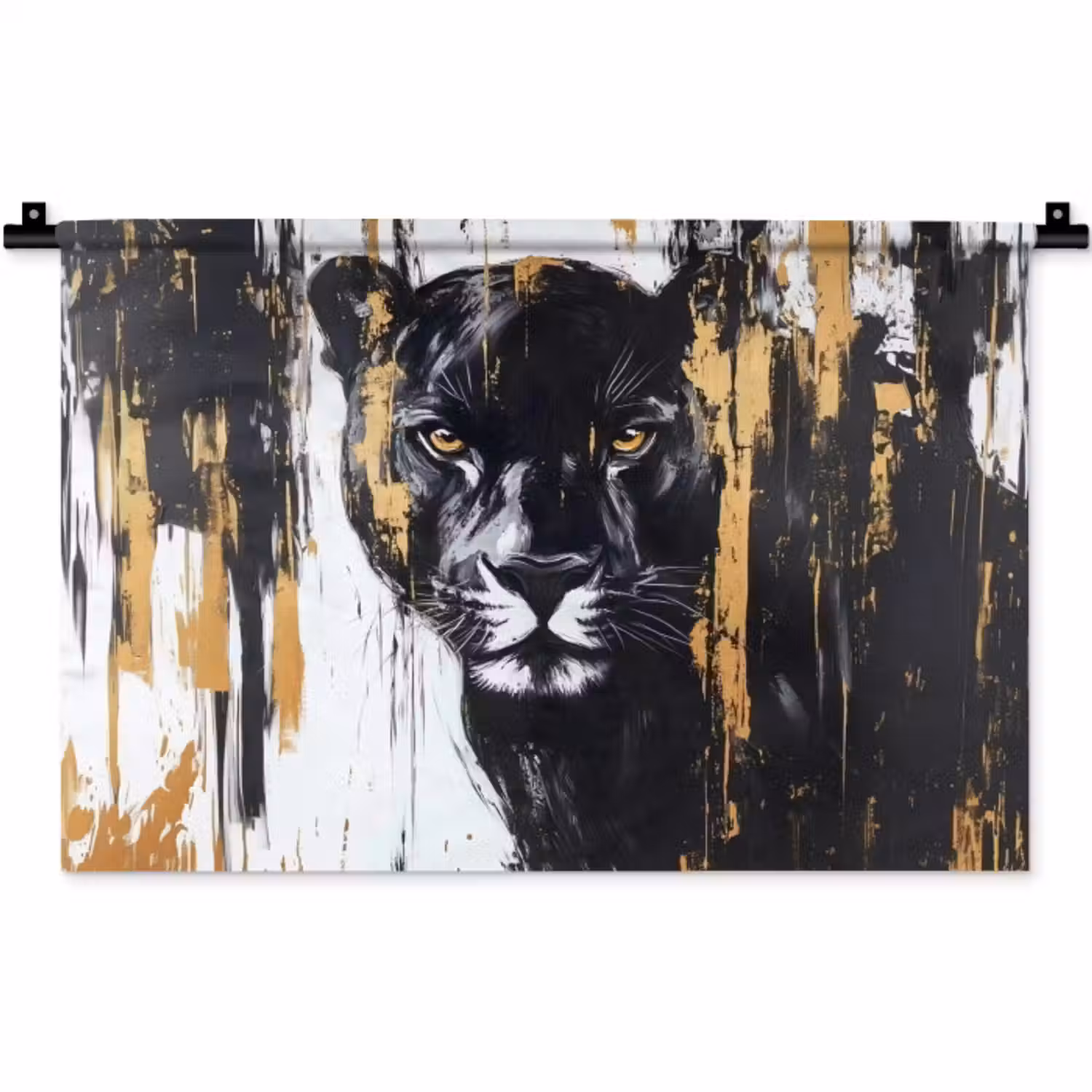Wandkleed - Panter - Zwart - Abstract - Verfstreken
