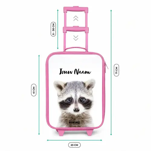 Rachid Racoon Kinderkoffer - Roze klein -productfoto_formaten