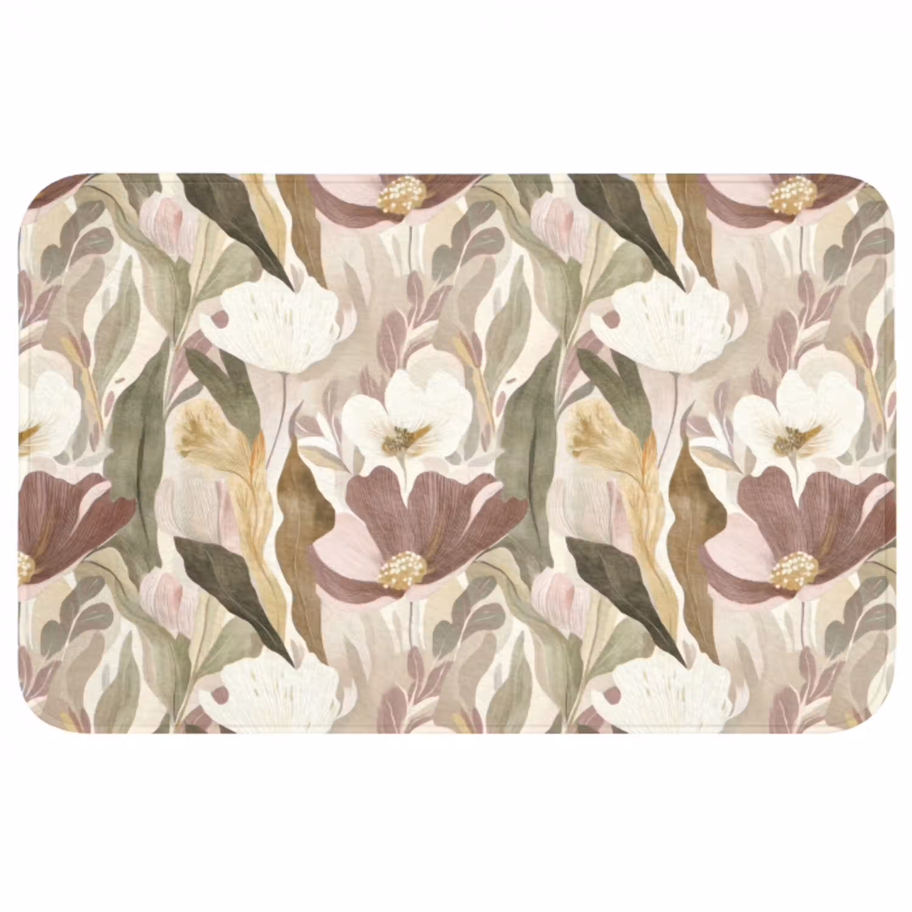Bloemen - Aquarel - Kleurrijk Badmat middel 997 -3d
