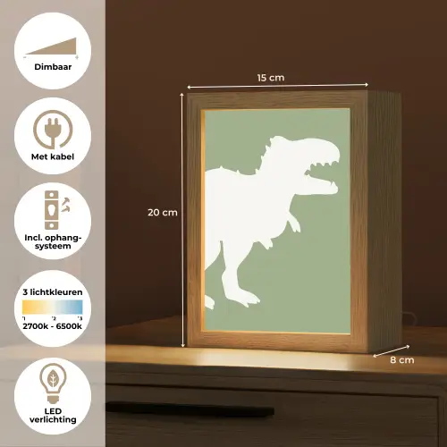 Dino - T-rex - Dinosaurus - Groen - Tyrannosaurus rex Light Box met kabel klein -USP_NL