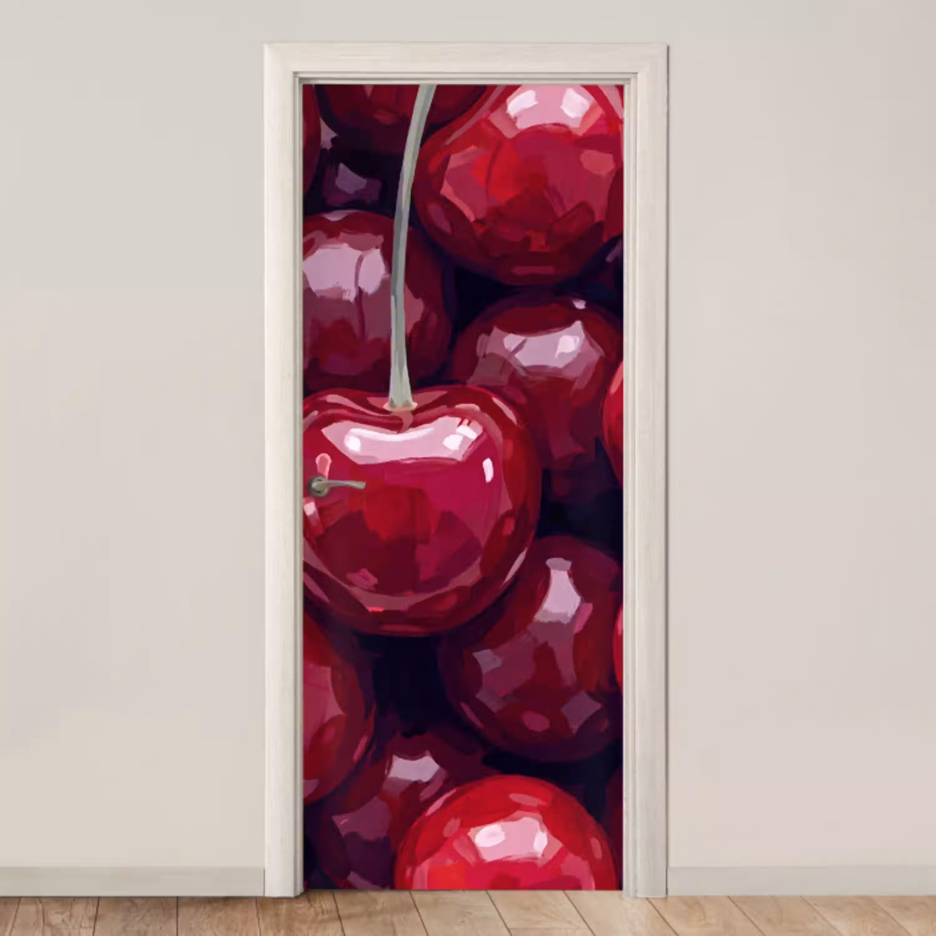 Fruit - Kersen - Eten - Modern - Rood deurposter klein -3d_beige