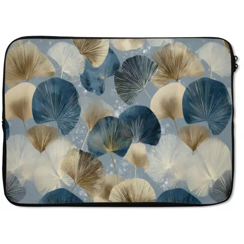 Bladeren - Abstract - Goud - Blauw laptophoes neopreen klein -zkaufland3dotto