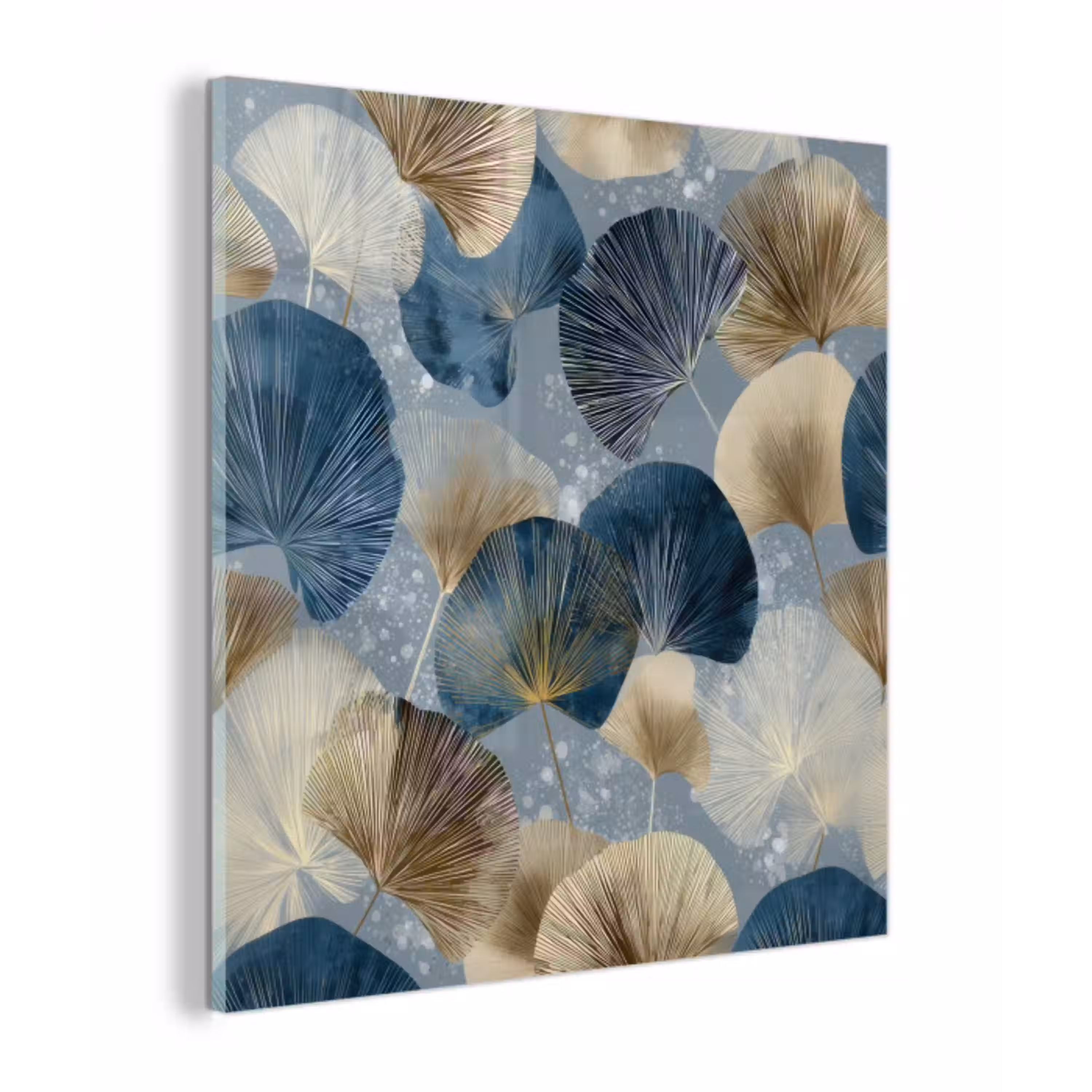 Bladeren - Abstract - Goud - Blauw plexiglas 5mm klein -z3d
