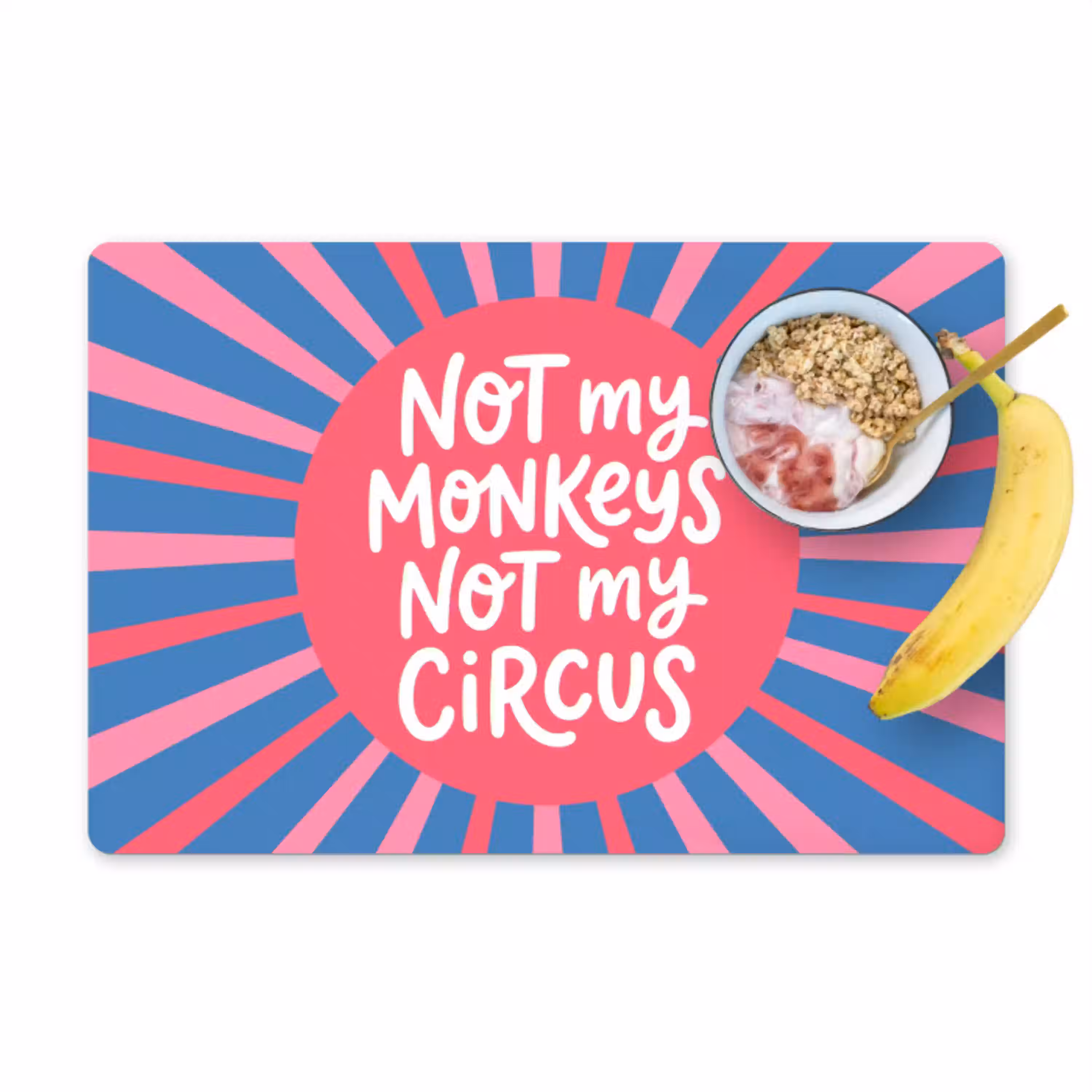 Spreuk - Grafisch - Abstract - Roze - Blauw Placemat vinyl groot -zzzproduct_Kitchenyeah-website