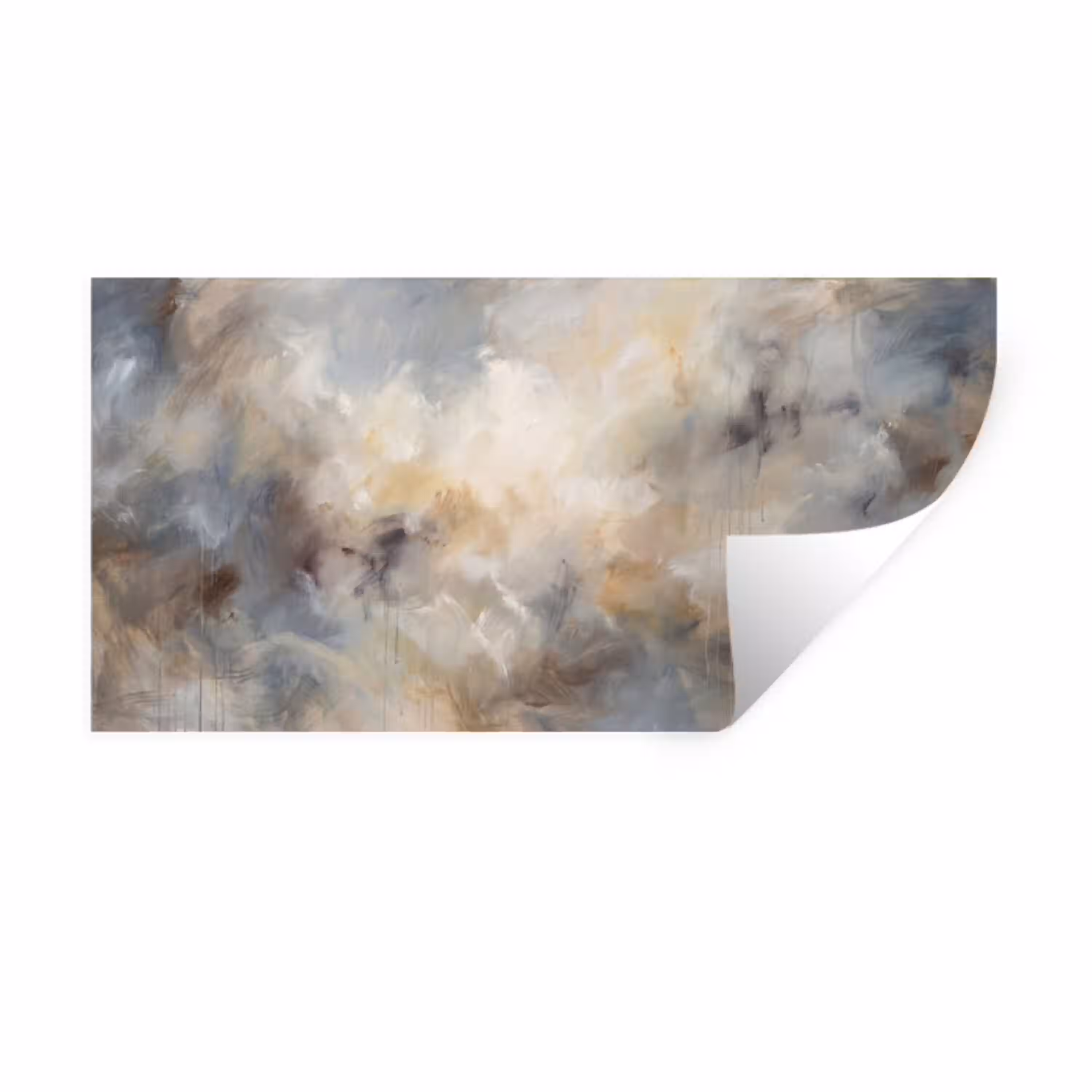 Abstract - Wolken - Sfeervol - Beige - Grijs Muursticker klein -3d