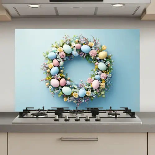 Krans - Eieren - Bloemen keuken achterwand spatscherm klein -3d_website