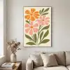 Minimalistisch - Bloemen - Bladeren - Roze Textielframe zwart klein -sfeer1