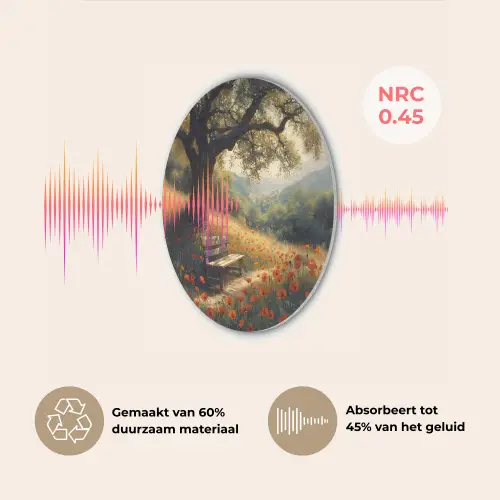 Bankje - Boom - Klaprozen - Heuvels Akoestische PET Vilt - Rond klein -USP_NL