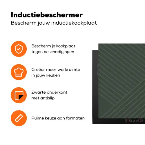 Lijnen - Abstract - Groen - Minimalistisch Inductie beschermer vinyl 3mm klein -zzzzzzz-td-ups