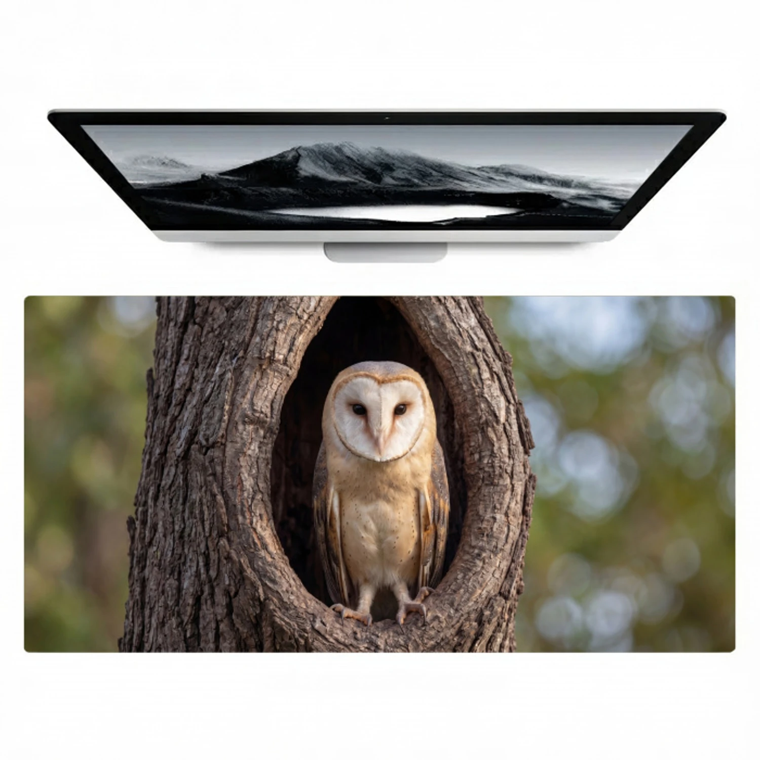 Kerkuil - Boom - Natuur - Bruin Muismat XXL klein -zzz3d