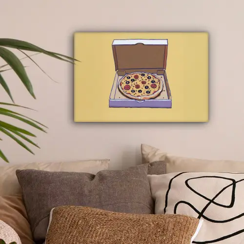 Pizza - Doos - Salami - Illustratie canvas 2cm klein -sfeer1
