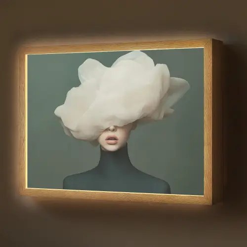 Hoed - Vrouw - Beige Light Box met batterij (Wandlamp) middel -z3d_website