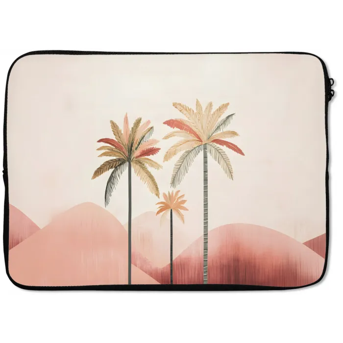 Palmbomen - Heuvels - Minimalistisch - Zachtroze laptophoes neopreen klein -zkaufland3dotto