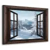 Winter - Landschap - Natuur - Berg - Bomen - Doorkijk - Uitzicht Textielframe zwart klein -3d