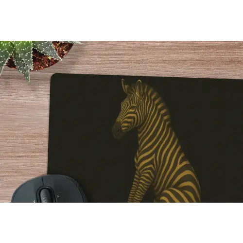 Zebra - Strepen - Goud muismat rubber klein -closeup