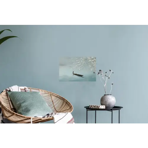 Bloesems - Minimalistisch - Wateroppervlak - Boot Muursticker klein -plant