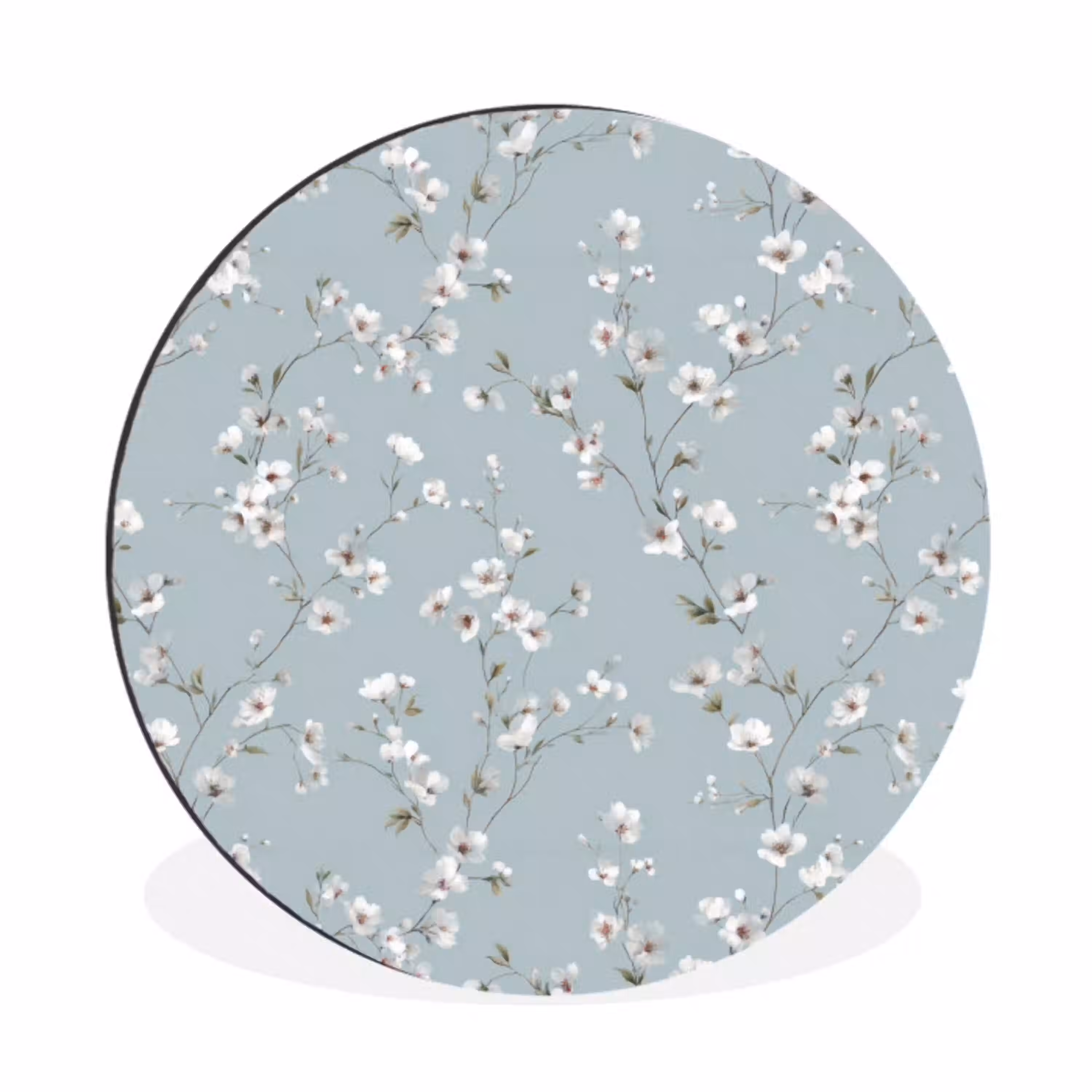 Klassiek - Bloemen - Blauw Wandcirkel aluminium klein 190 -3d