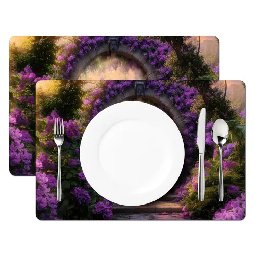 Poort - Paars - Bloemen Placemat vinyl groot -zzsfeer2_Kitchenyeah-website