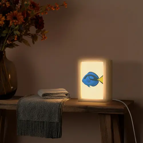 Blauw - Dory - Vis - Staartvin Light Box met kabel (Tafellamp) klein -sfeer4