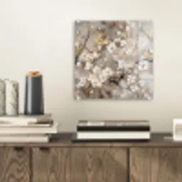 Bloemen - Wit - Goud - Beige  - Luxe plexiglas 5mm klein -sfeer1