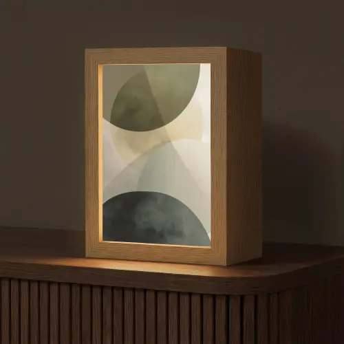 Vlakken - Abstract - Beige - Cirkels Light Box met kabel (Tafellamp) klein -z3d_website