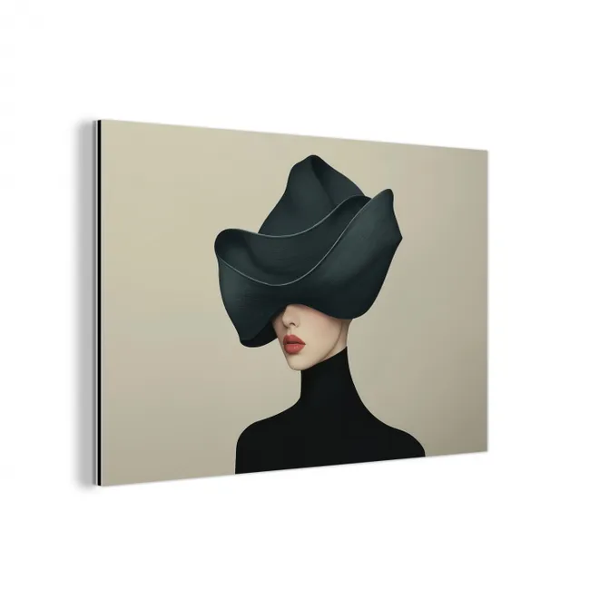 Vrouw - Groen - Hoed aluminium wit klein -3d