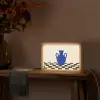Vaas - Blauw - Geblokt - Modern Light Box met kabel (Tafellamp) klein -sfeer4