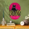 Kat - Baas - Roze - Tijgerprint Wandcirkel Ovaal Forex klein -sfeer2