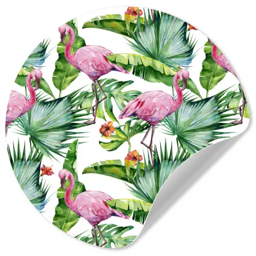 Inductie beschermer - Flamingo - Bladeren - Afdekplaat voor kookplaat - Tropisch Wandcirkel behangsticker klein -3d