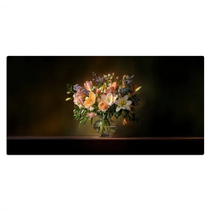Glazen - Bloemen - Boeket - Kleuren Muismat XXL klein -3d_leeg