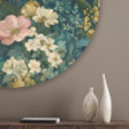 Wilde bloemen - Botanisch - Patroon - Roze - Romantisch Akoestische PET Vilt - Rond klein 838 -sfeer5_closeup