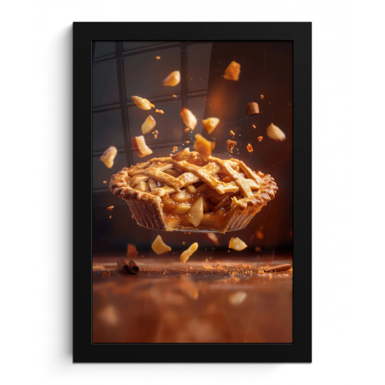 Appel - Taart - Warm - Eten fotolijst zwart zonder passe partout klein -3d