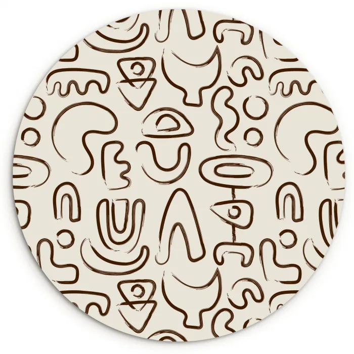 Abstract - Beige - Patroon - Donkerbruin Wandcirkel plexiglas klein 852 -3d
