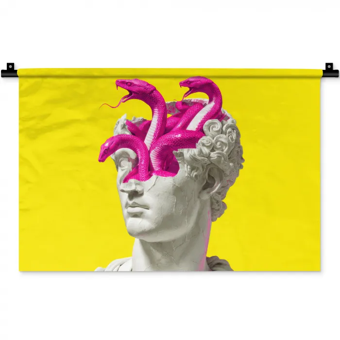 Buste - Slangen - Geel Wandkleed katoen klein -zz3d