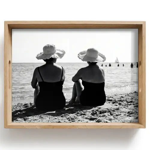 Vrouwen - Zonnehoed - Strand - Zwart - Wit Dienblad Rechthoek middel -z3d_shopping