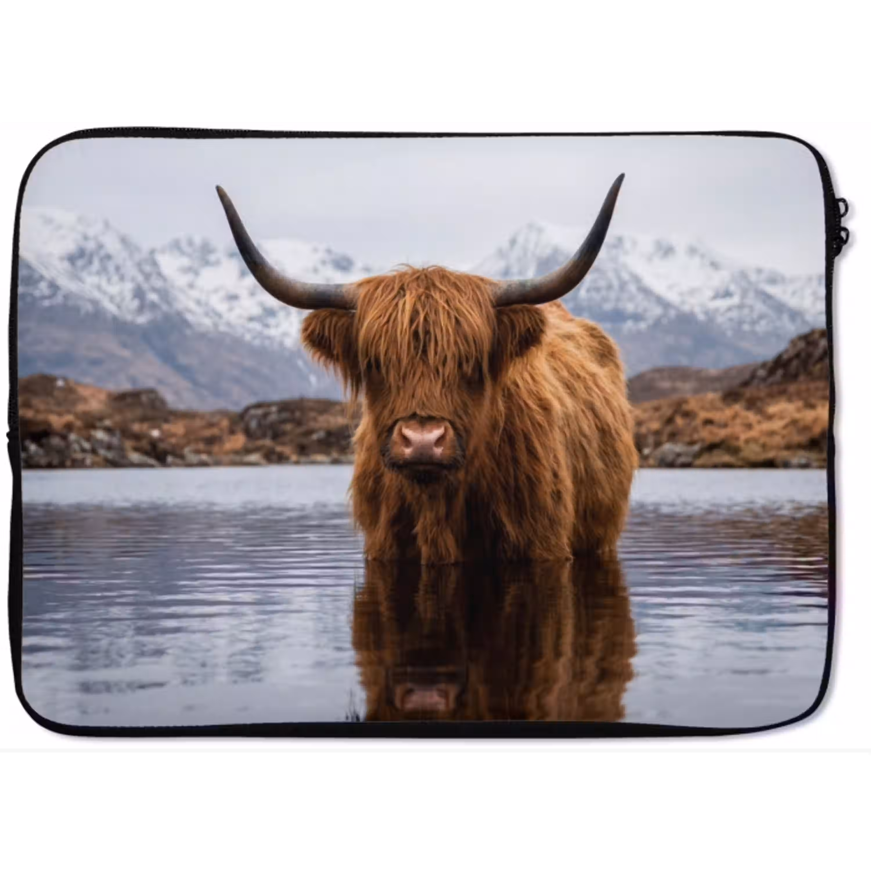 Schotse hooglander - Bruin - Water laptophoes neopreen klein -zkaufland3dotto