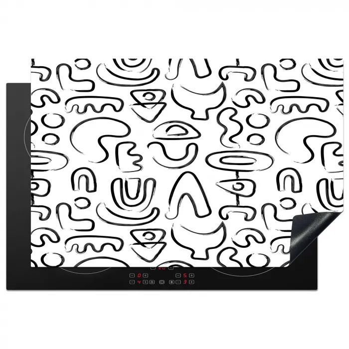 Vormen - Abstract - Zwart - Wit Inductie beschermer vinyl 3mm klein 276 -3d