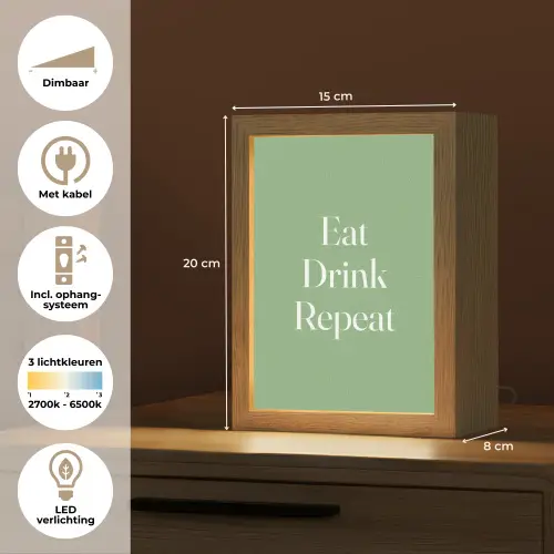 Eten - Drinken - Tekst - Mintgroen Light Box met kabel (Tafellamp) klein -USP_NL