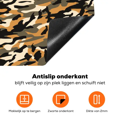 Camouflage - Aardetinten - Patroon Inductie beschermer vinyl 3mm klein 276 -zzzzzzz-td-onderkant
