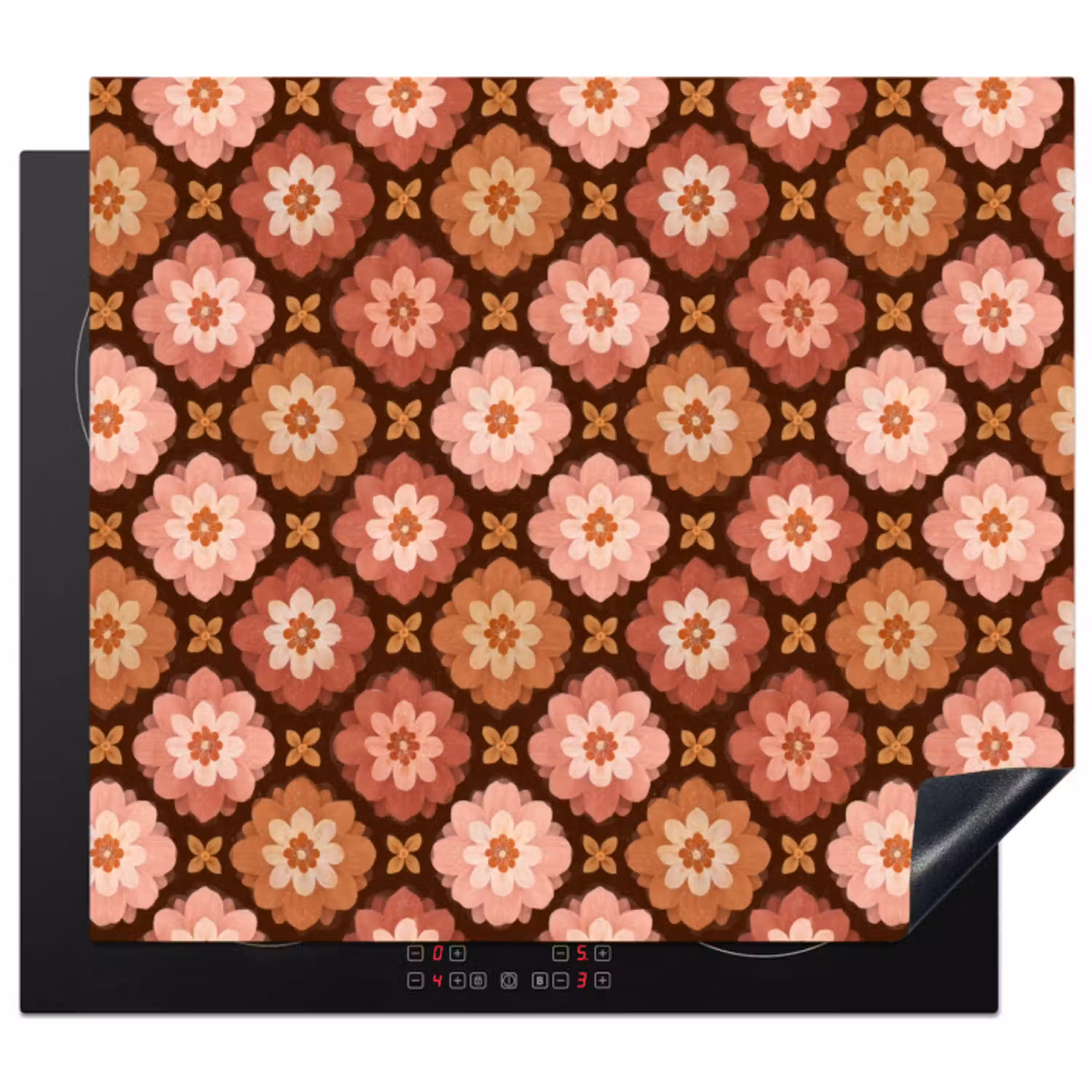 Geometrisch - Bloemen - Kleurrijk Inductie beschermer vinyl 3mm middel 274 -3d