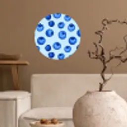 Bessen - Modern - Blauw Wandcirkel behangsticker klein 186 -sfeer1