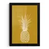 Lijnillustratie - Ananas - Bladkroon - Okergeel fotolijst zwart zonder passe partout klein -3d